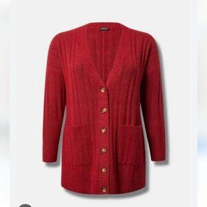TORRID | Boyfriend Cardigan Softest Sweater red Sz 6X